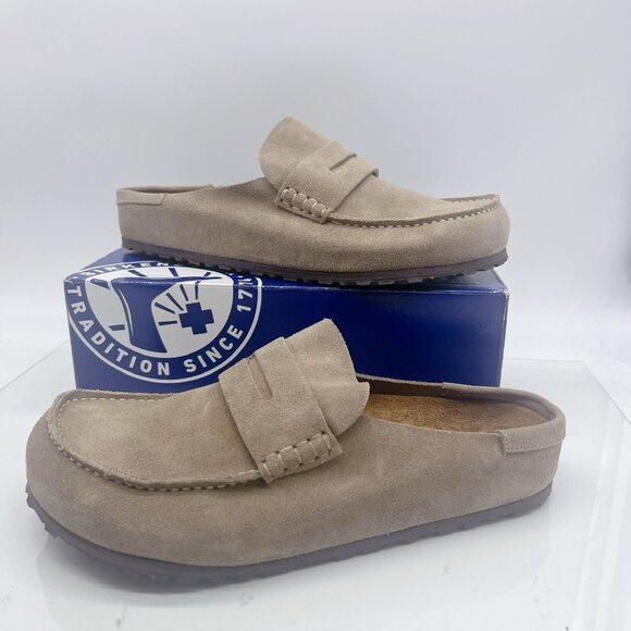 Birkenstock Naples Wrapped Clog Suede Leather Taupe Mens EU 42 US 9- 9.5 Wide - Picture 2 of 11